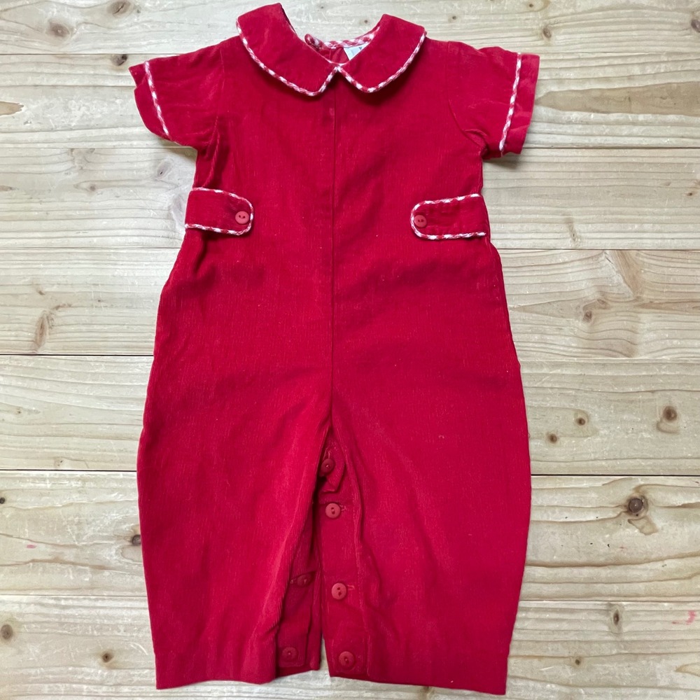 Boys n Berries Red Corduroy Romper Jumpsuit Baby 3/6 Months‎